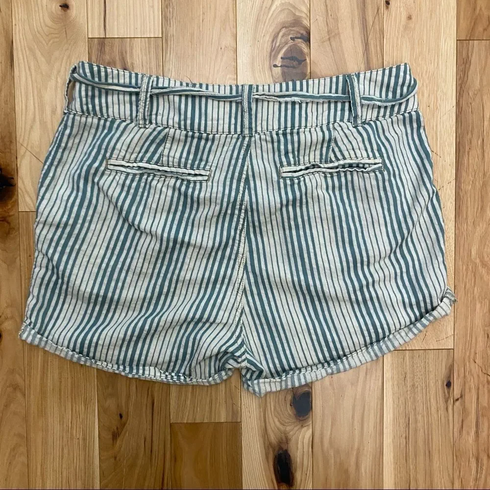 Free People Beachy Stripe Shorts in Cream/Teal Combo - Picture 6 of 9